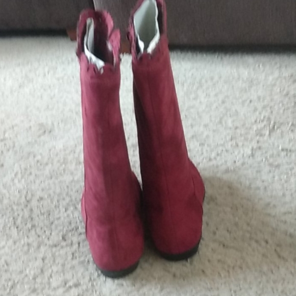 Jessica London suede boots 7.5 wide width Burgendy - Picture 6 of 9